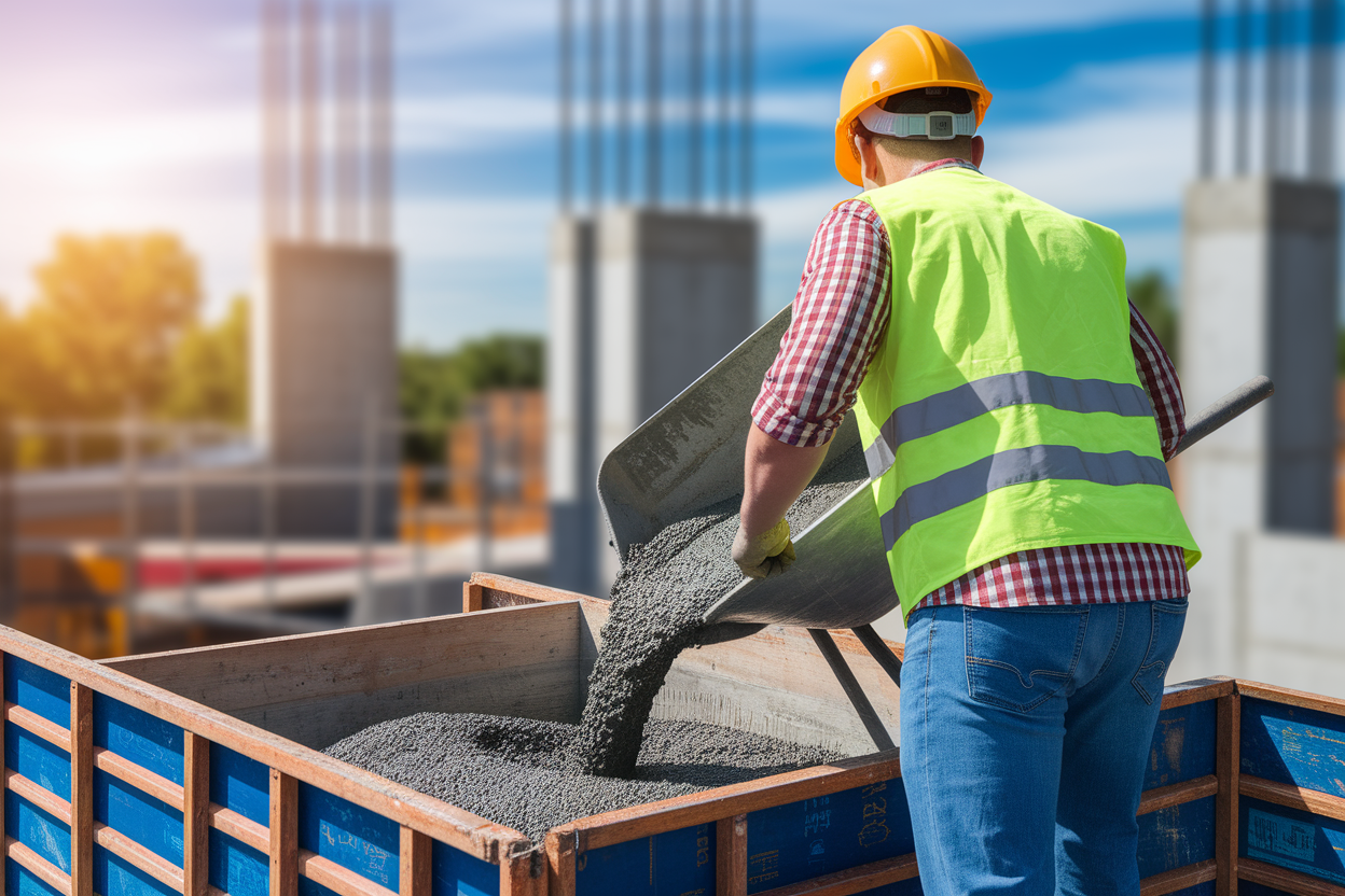 ouvrier-casque-jaune-brouette-beton