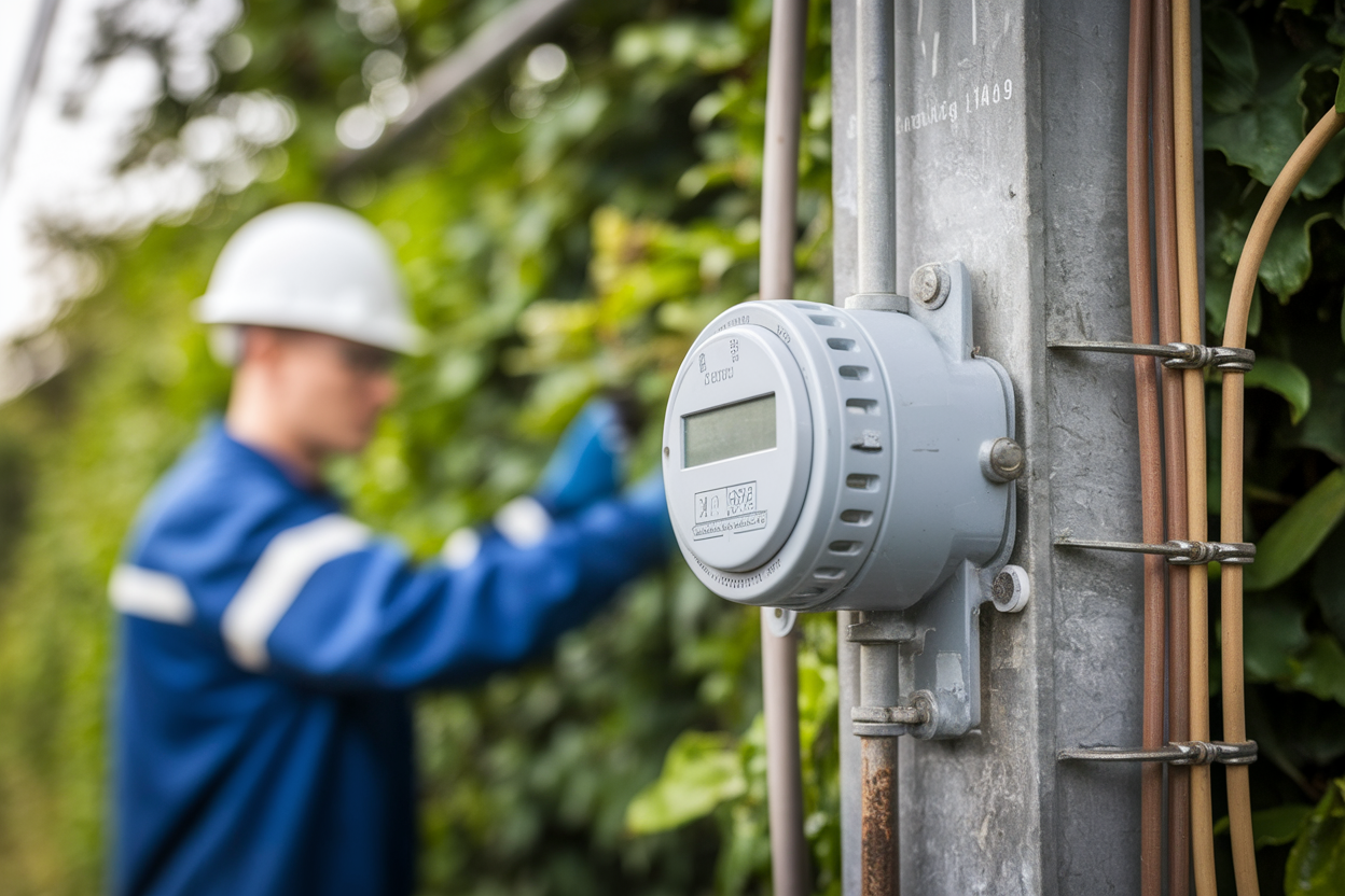 poteau-compteur-electrique-technicien-flou