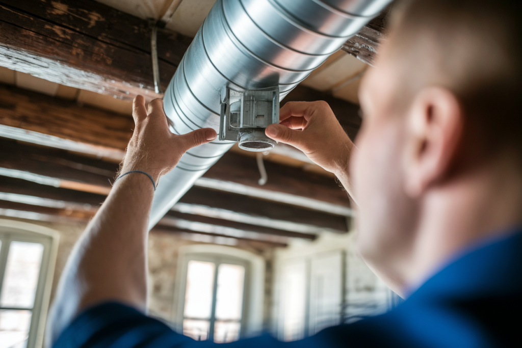 technicien-conduit-plafond-poutres-bois