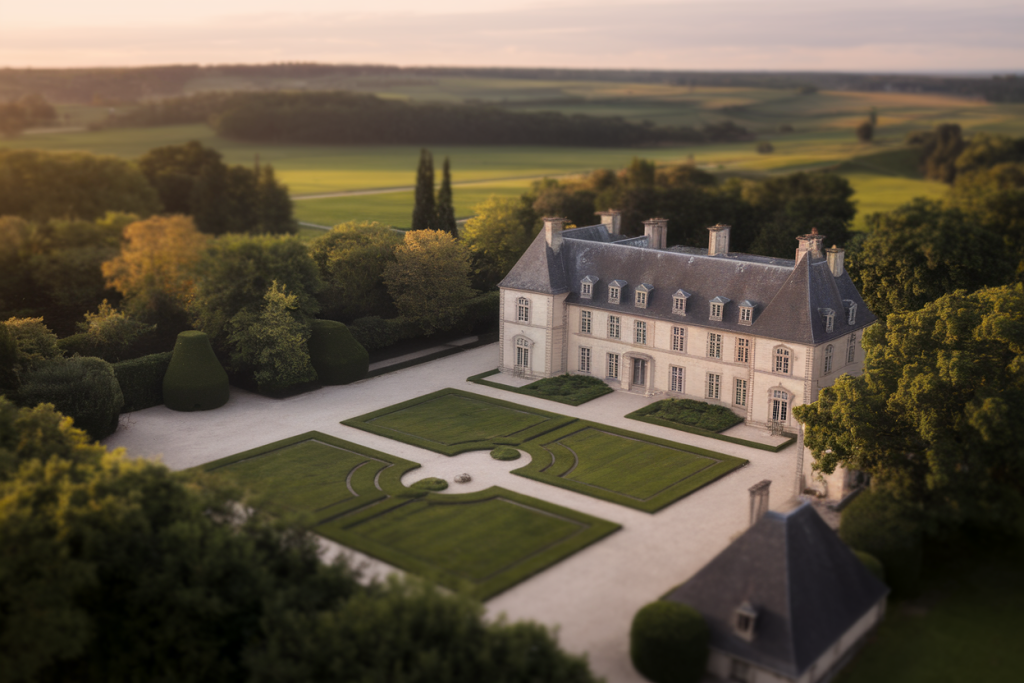 vue-aerienne-domaine-jardin-campagne-francaise