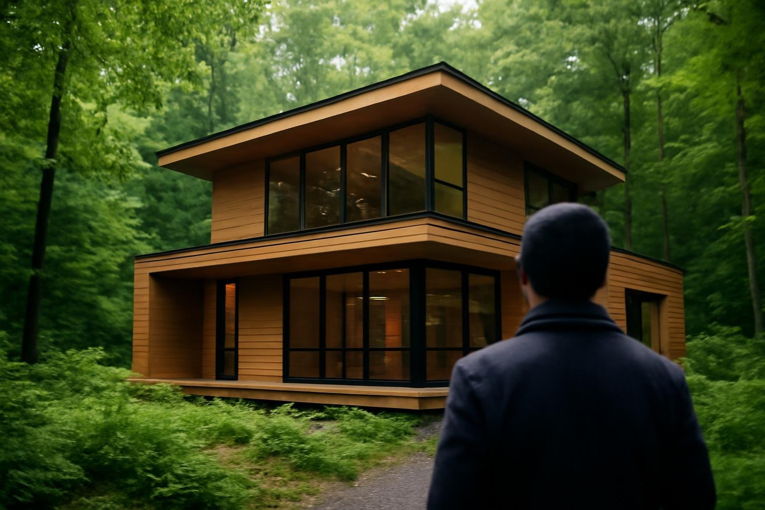 maison-bois-moderne-foret-verte