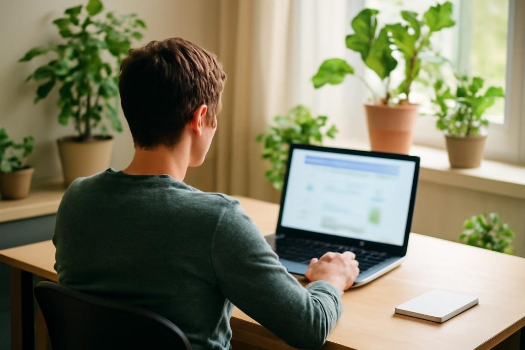 personne-dos-bureau-ordinateur-plantes