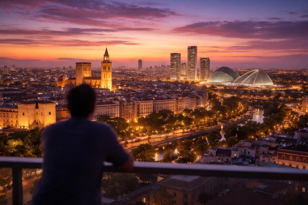 valence-crepuscule-batiments-personne-terasse