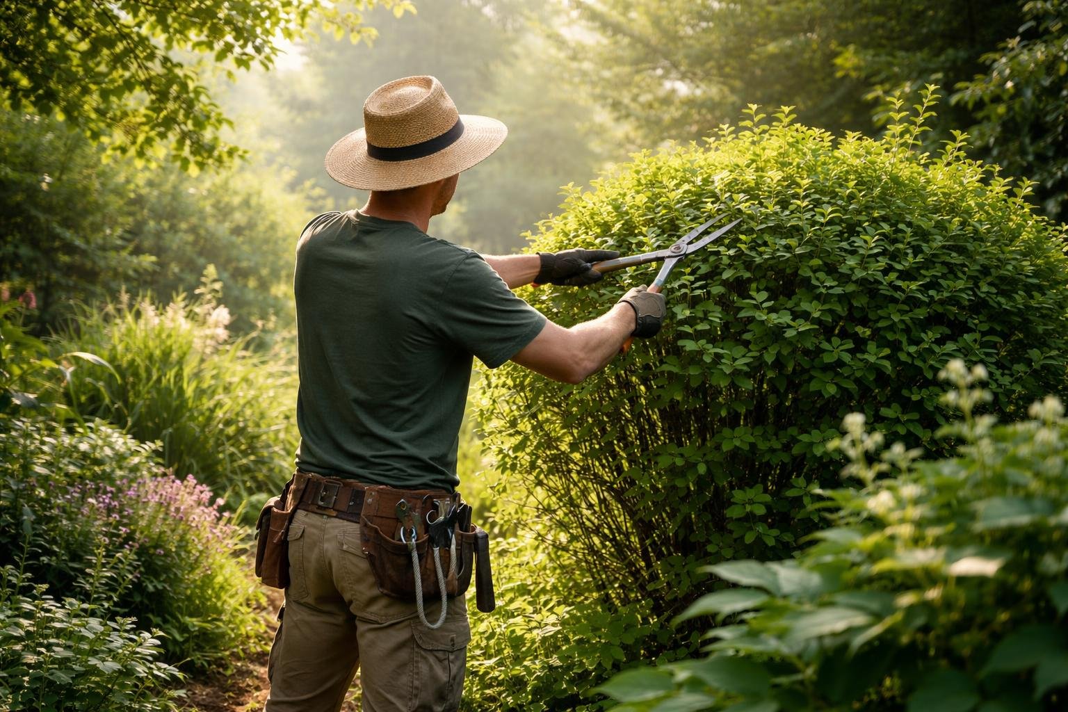 personne-elagage-jardin-arbuste-matin