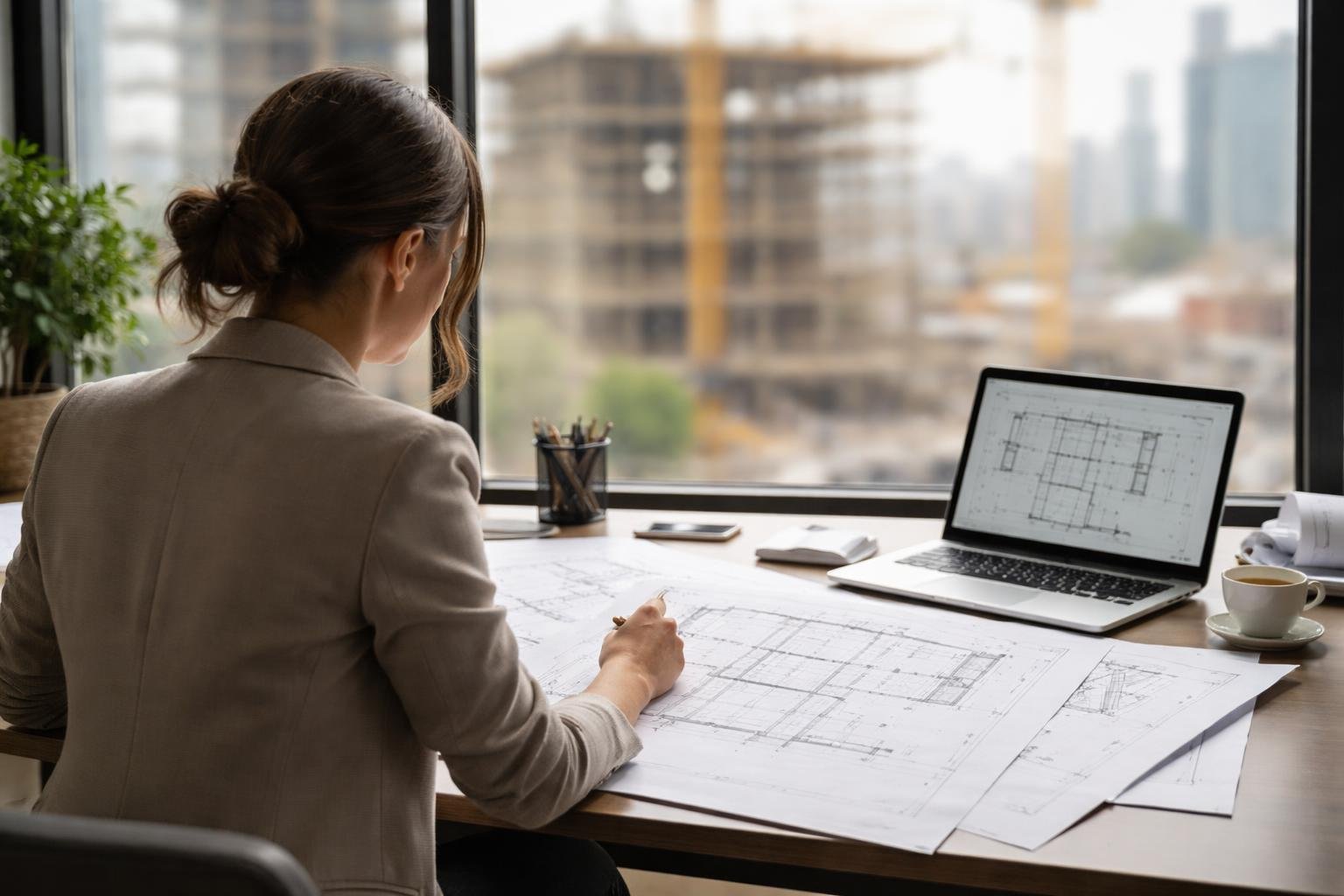 personne-table-plans-ordinateur-fenetre