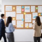 bureau-moderne-panneau-affichage-silhouettes