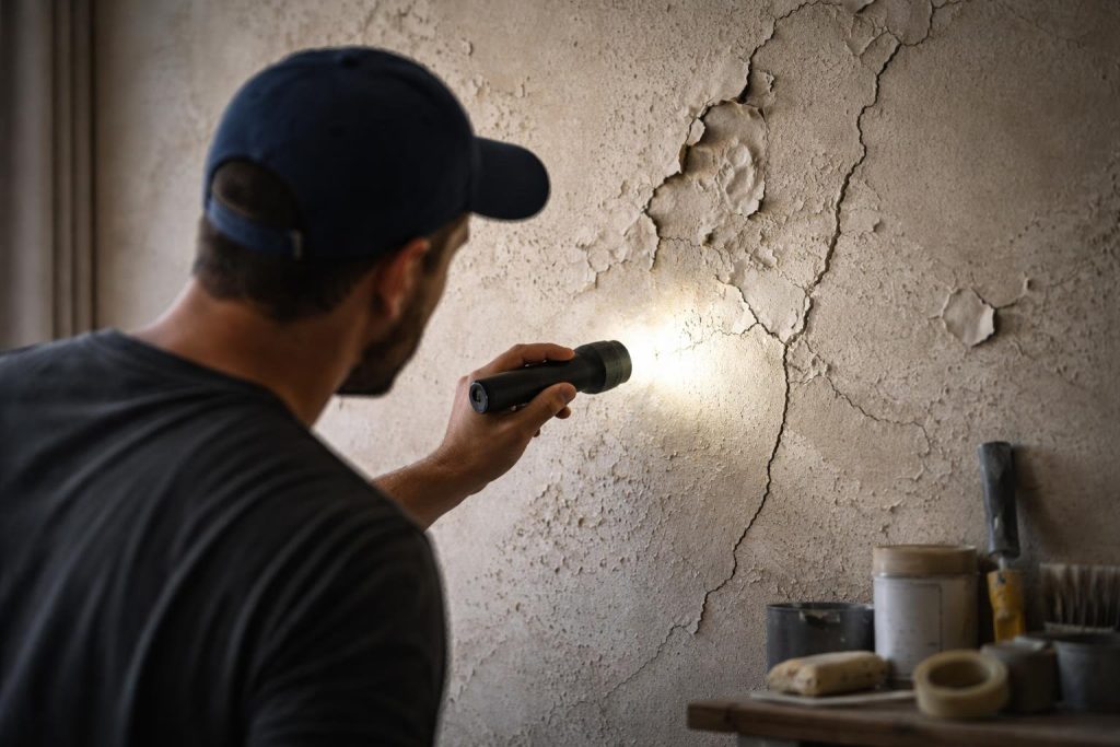mur-interieur-homme-lampe-fissures