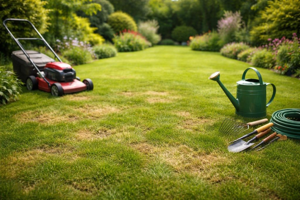 gazon-anglaise-clairseme-outils-jardinage