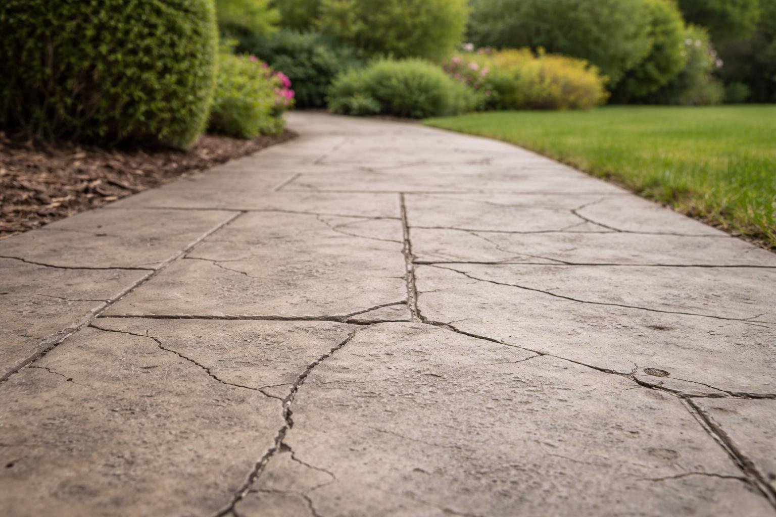 trottoir-beton-fissures-jardin-verdoyant